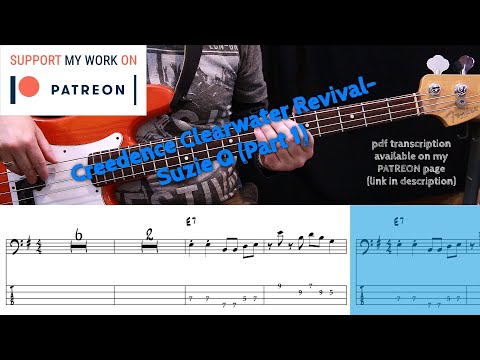Creedence Clearwater Revival - Suzie Q (Bass cover with tabs)