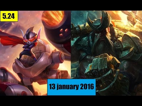 rumble top vs gangplank - patch 5.24 - 13/1/2016 - 9/7/9