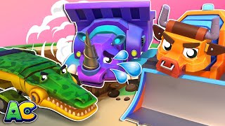 QUICKSAND crisis! CROCODILE and BULLDOZER to the rescue! | Cars &amp; Trucks Rescue Squad | AnimaCars