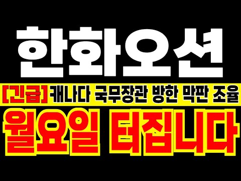 [한화오션 주가 전망] [긴급] 캐나다 국무장관 방한! 막판 조율! 월요일 터집니다!!