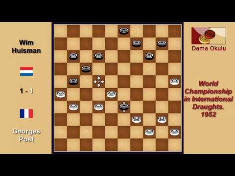 Georges Post (FRA) - Wim Huisman (NLD). Draughts World Championship. 1952.