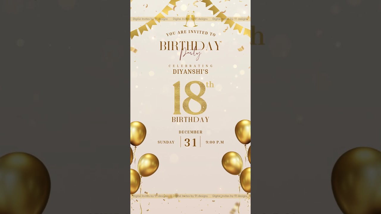 Elegant Black & Gold Birthday Invite