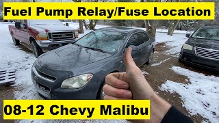 Fuel Pump Relay and Fuse Location Chevy Malibu 08 09 10 11 12 2008 2009 2010 2011 2012