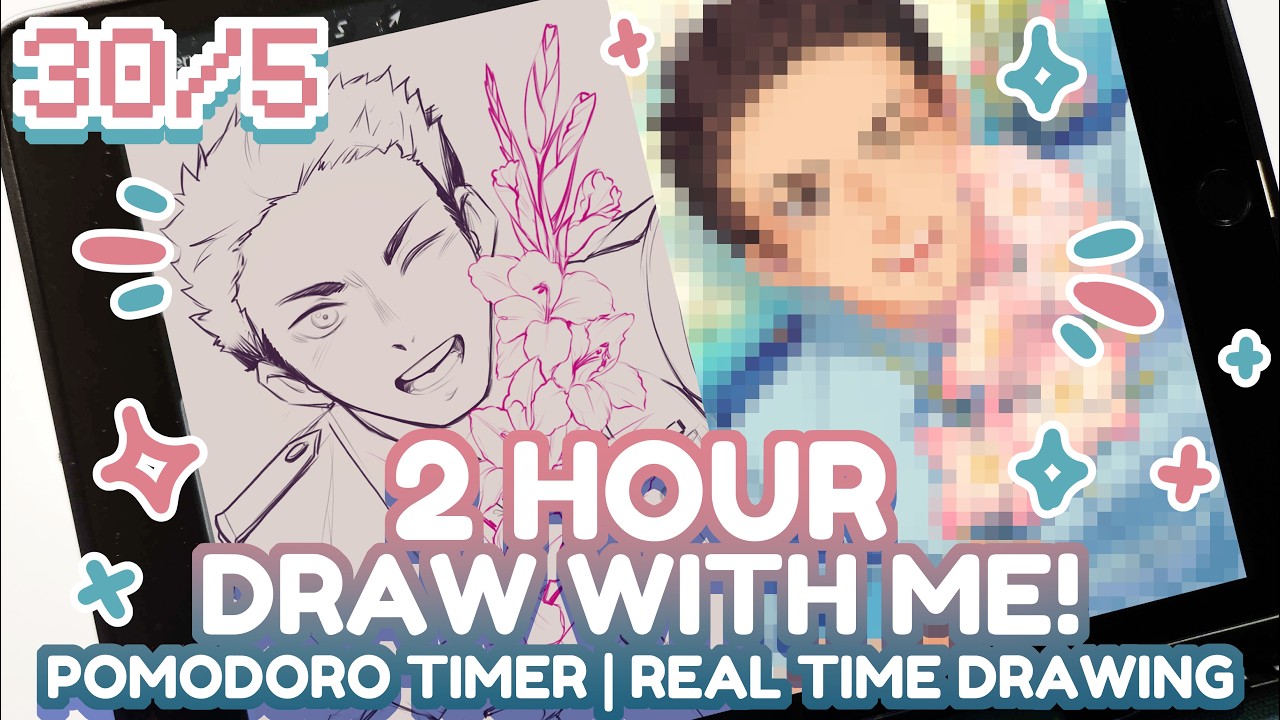 2 HOUR DRAW WITH ME! | Pomodoro Timer Session✏️ |No talking| No Music