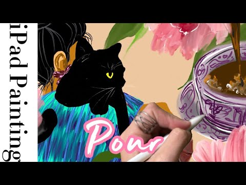 1.5-Minute paint with me; a cozy home scene;drawing with music to play in the background