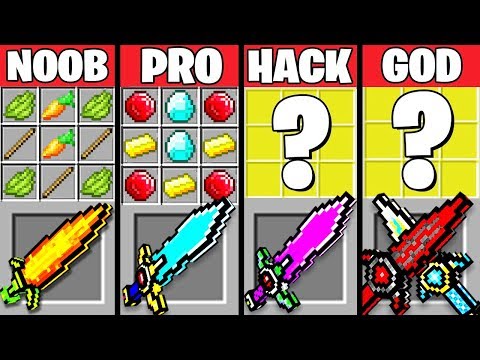 Minecraft Battle: SUPER SWORD MOD CRAFTING CHALLENGE - NOOB vs PRO vs HACKER vs GOD ~ Animation