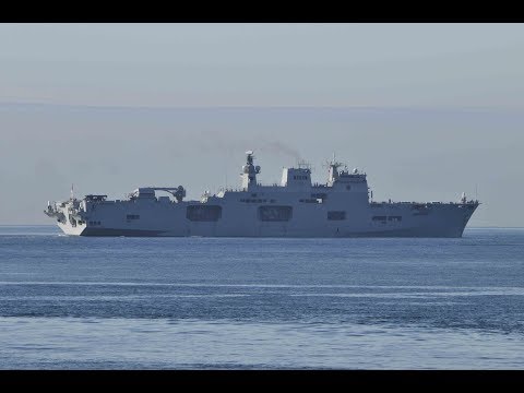 HMS OCEAN L12 PASSING THE BREAKWATER IN PLYMOUTH SOUND - 26th June 2017