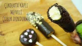En kolay dondurma tarifi çikolata kaplı meyveli çubuk dondurma