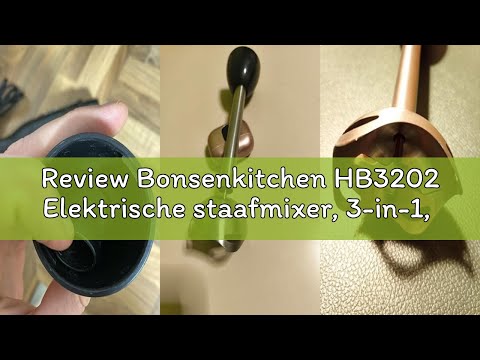 Bonsenkitchen Immersion Blender Handheld, 2 Mixing Speed Hand Blender Electric with Sharp Blades, 3-In-1 Hand Held Stick Blender with Egg Whisk, 24oz Beaker for Soups, Smoothies, Sauce video review thumbnail
