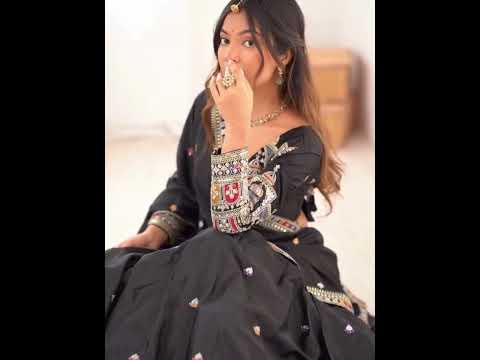 Black Elegant French Crepe Semi-Stitched Lehenga with Multi-Thread & Sequins Embroidery, Unstitched Choli, and Matching Embroidered Dupatta