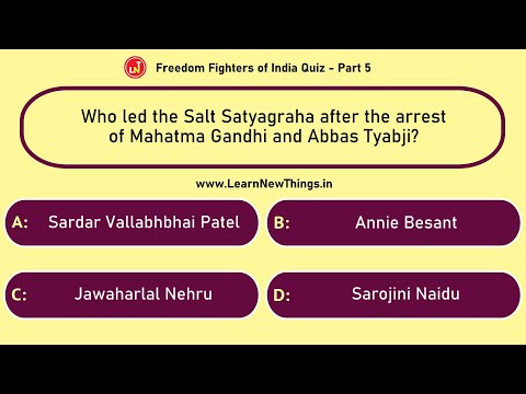 Freedom Fighters of India Quiz - Part 510 - 12 Questions - Independence Day of India Quiz - History