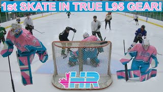 Using True Hzrdus L95 custom gloves and pads! Hockey goalie GoPro