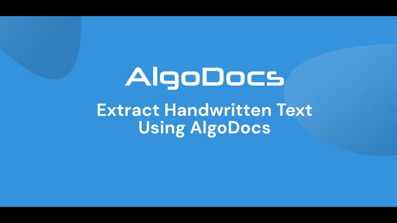 Extract Handwritten Text Using AlgoDocs