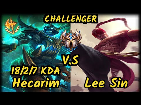 Shernfire (HECARIM) vs LEE SIN - 18/2/7 KDA JUNGLE CHALLENGER GAMEPLAY - NA