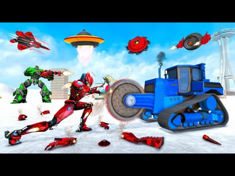 Snow Excavator Car Robot Games - robot car shooting games 3d