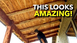 Staining Our Milled Eastern Red Cedar Front Porch! | Abandoned Shed to Tiny House