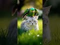 “When a Parrot Lands on a Cat’s Head… This Happens 🐱🦜💚” #cat #catattitude #cute #cutecat #kitten