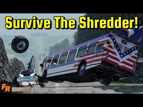 Survive The Shredder But With Our Wacky Automation Cars! - BeamNG Drive