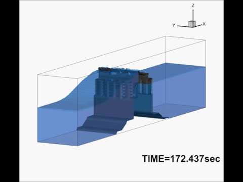 Irregular waves - specialized breakwater interaction using 3D cadmas-surf : CASE1.
