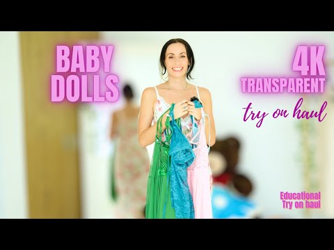 4K TRANSPARENT Amazon Sheer Babydolls TRY ON with MIRROR view | Natural Petite Body