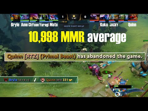 Quinn Abandons a 10,998 MMR game after getting first blooded by Bryle