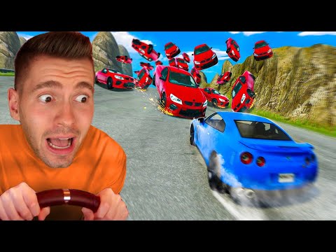 DESCI uma ladeira com AVALANCHE DE CARROS! - BeamNG Drive