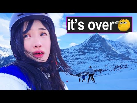 スイスアルプスを滑り降りた韓国の小さな女の子、転倒 (Small Korean Girl Skis Down Swiss Alps And Fails)