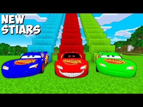 I Found NEW STAIRS MCQUEEN in Minecraft ! WHAT`S IS THE BEST COLORED LIGHTNING MCQUEEN EXE ?