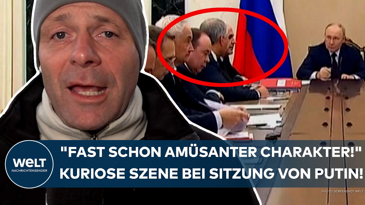 UKRAINE-KRIEG: "Fast schon amüsanten Charakter!" Kuriose Szene bei Sitzung von Wladimir Putin!