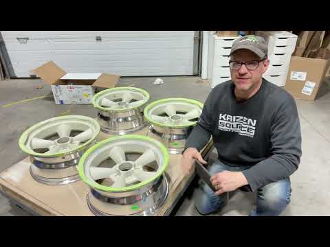 Custom painting and masking Torq Thrust wheels for a C1 Corvette