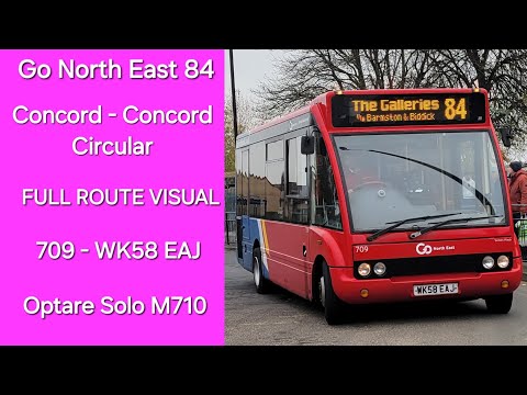 FULL ROUTE VISUAL: Go North East Little Pinks 84 - Concord - Concord Circular (709 - WK58 EAJ)