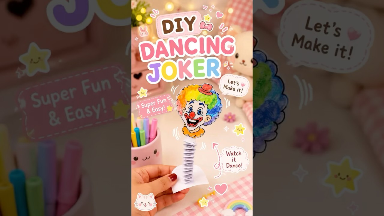 🤡✨DIY Dancing Joker | Easy Paper Spring Craft 🎪 | Cute Moving Clown|It’s me Hana#shorts