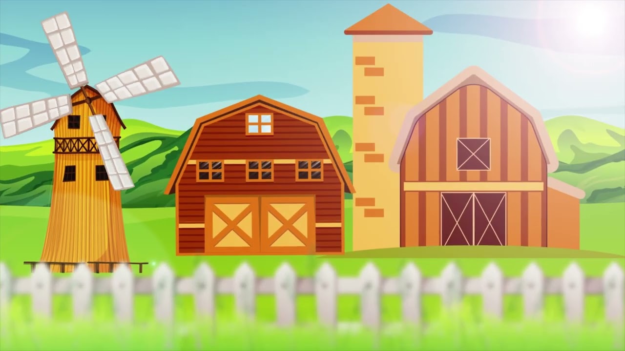 Farm Barn & Wind Mill - Free Cartoon Background Loop