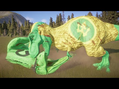 Aquaman Tyrannosaurus Rex Vs Spiderman Indominus, Hulk Giganotosaurus in Jurassic World Evolution 2