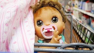 Shopping with Baby Alive Poops and Pees Doll and with a Reborn Baby Doll at Walmart