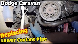 Replacing lower metal coolant by pass pipe on Dodge Caravan 3.3  or 3.8L