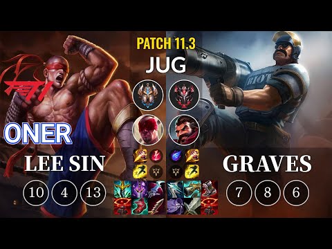 T1 Oner Lee Sin vs Graves Jungle - KR Patch 11.3