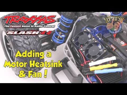 #13 Traxxas Slash 4X4 - Yeah Racing Aluminum Motor Heatsink & Twin Fan Install