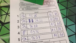 (PR) 16.40 official 3x3 one handed average with 14.77 PR single