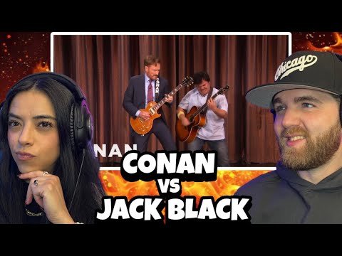 Conan And Jack Black's Guitar Battle  CONAN on TBS | CONAN CAN PLAY?!! | First Time Reaction