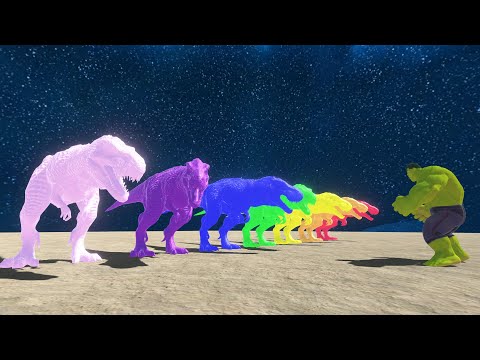 Hulk Vs Rainbow Colors Carnivore Dinosaurs | Animal Revolt Battle Simulator