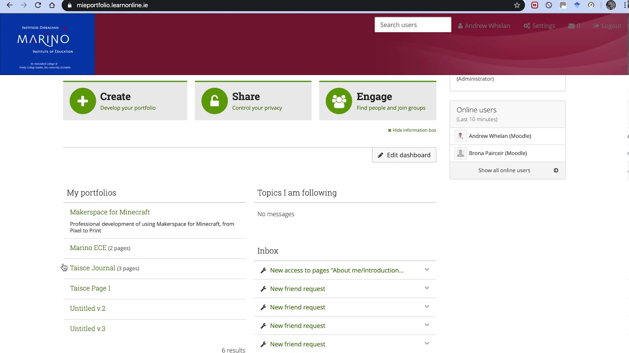 Mahara Url and submitting assignment