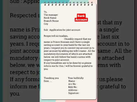 How To Write An Application For Converting Single Account To Joint Account In English | #shorts
