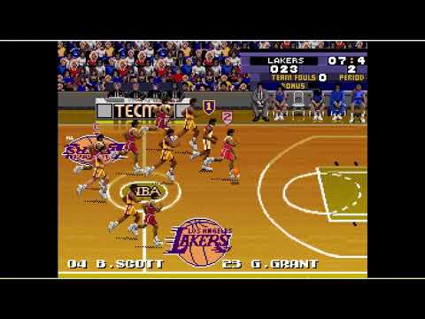 Tecmo Super NBA Basketball (SNES) - Los Angeles Lakers Season - Match 03 vs LA Clippers