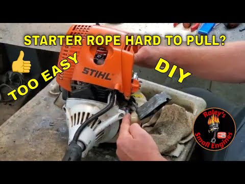 Stihl starter rope hard to pull?  This easy DIY repair works on 4 mix trimmers and blowers