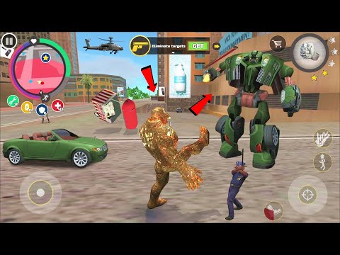 Rope Hero Vice Town (Stone Giant Fight Police Car Robot) Crazy Stone Giant Fight Robot - Gameplay HD