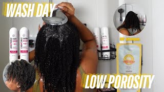 Natural hair wash day routine for low porosity hair #type4hair #washday #lowporosity #washdayroutine