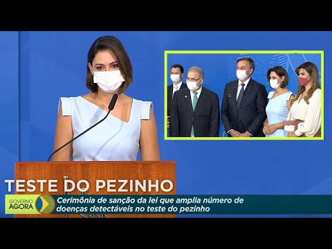 PL 5043/2020 SANCIONADO PELO PRESIDENTE BOLSONARO, MICHELLE FALA DA IMPORTÂNCIA DO TESTE PEZINHO