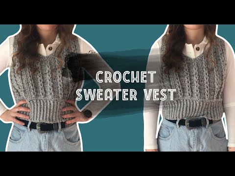 Crochet cropped sweater vest tutorial | Braided loop...