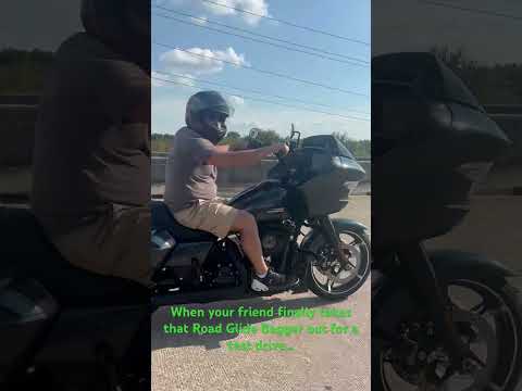 When your friend finally takes that Road Glide bagger for a test drive #harleydavidson #baggerlife